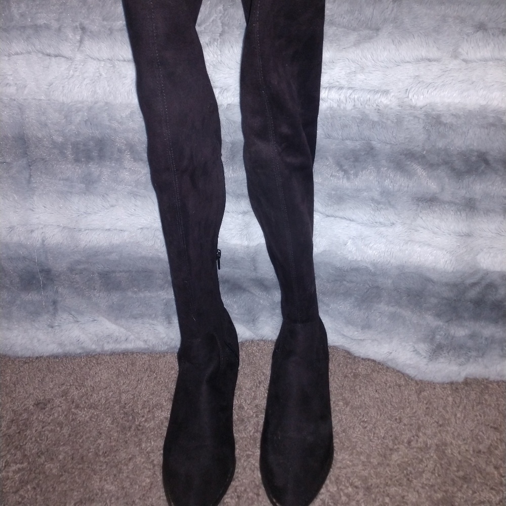 Over the knee suede boots